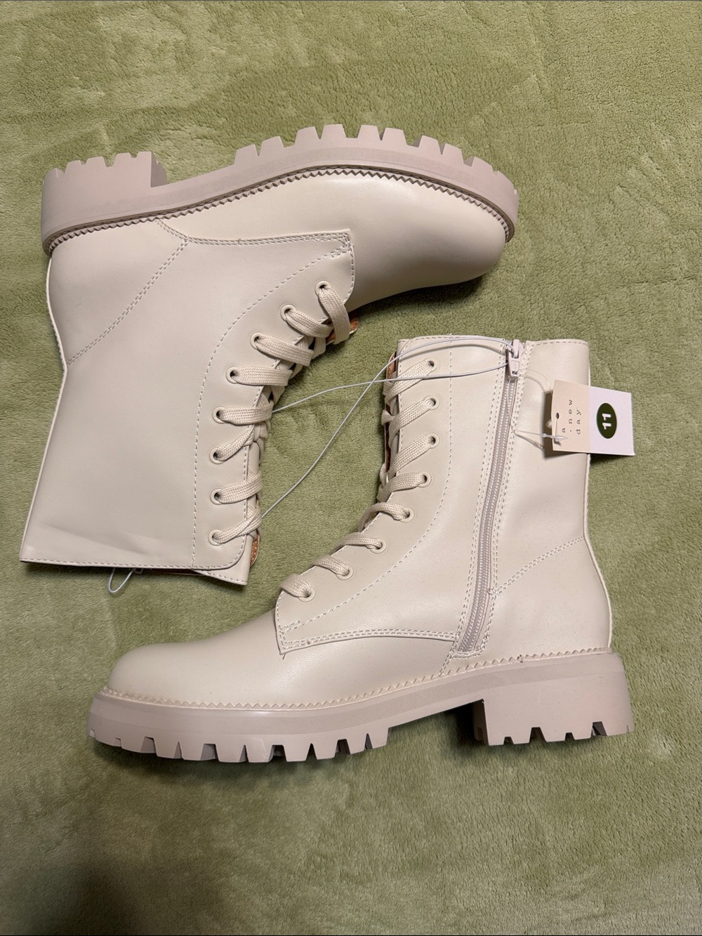 NWT A New Day Cream Saylor Lace Up Combat Boots